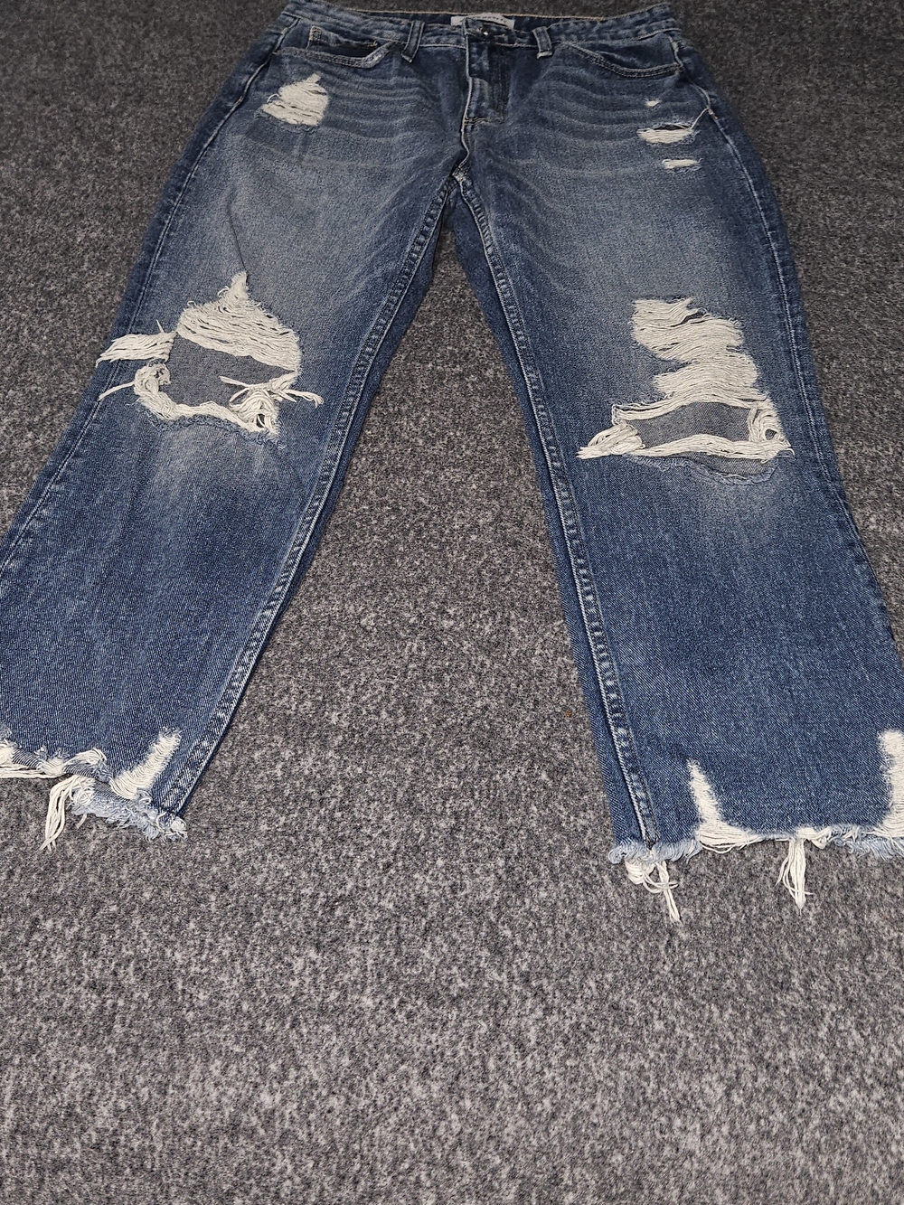 Flying Monkey Men's Distressed Blue Relaxed Jeans